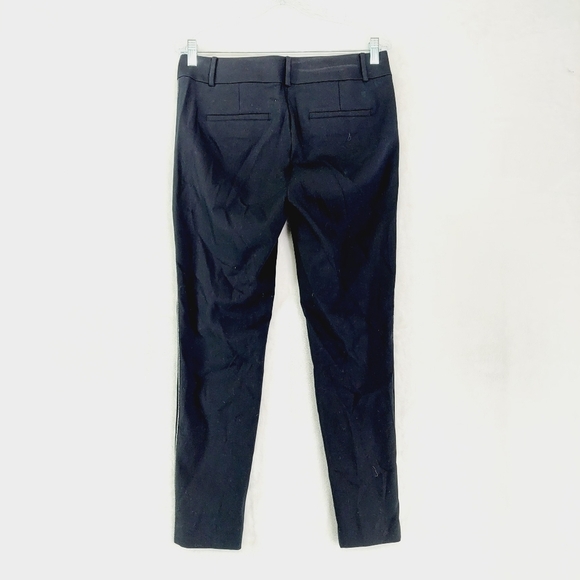 Loft Skinny Cotton Blend Black with White Stripe Flat Front Pants P2982 - Picture 4 of 9